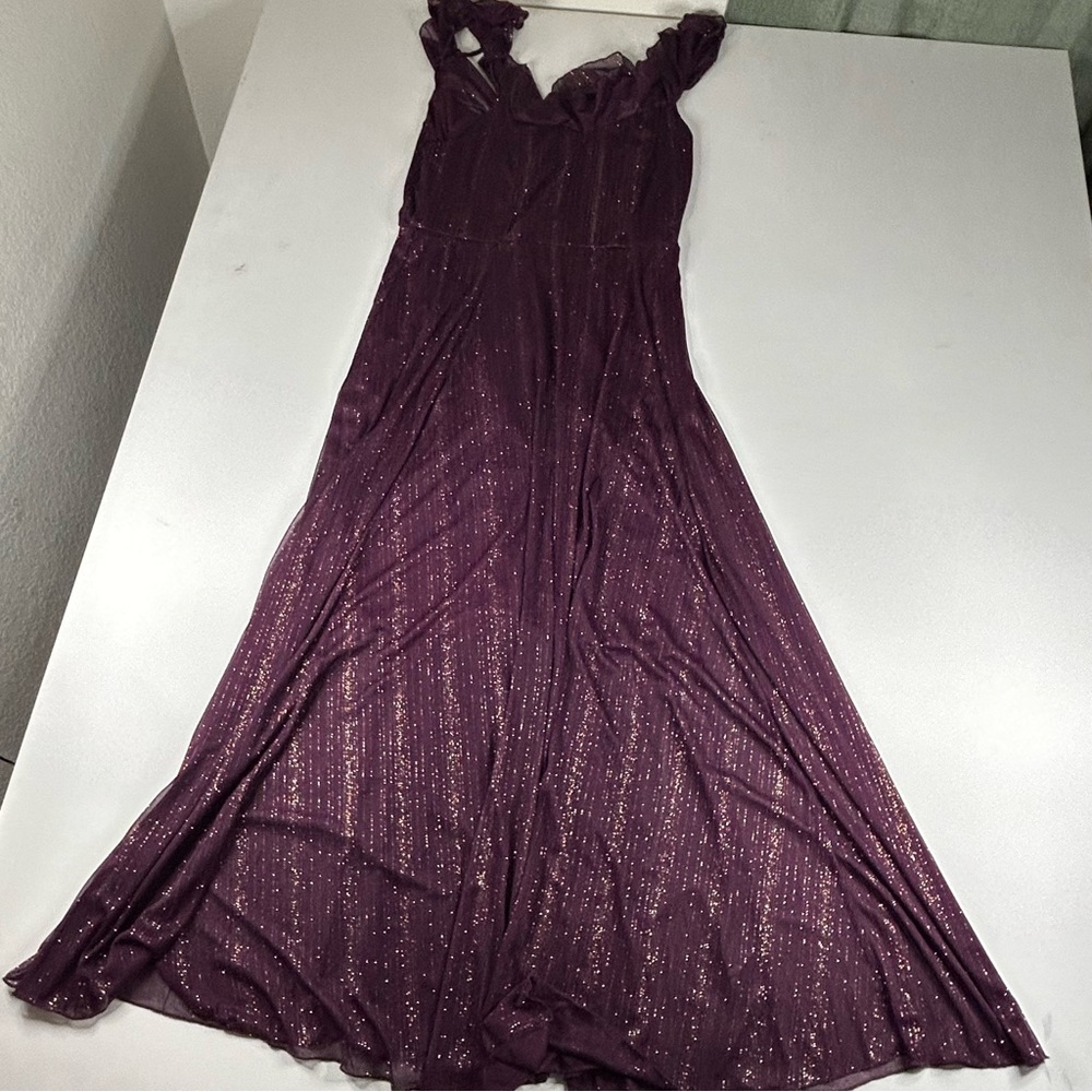 Alexa B Nites NWT Evening Dress 12 Purple Sequins Shimmer Asymmetrical Hi Low